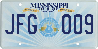 MS license plate JFG009