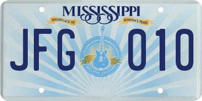 MS license plate JFG010