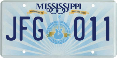 MS license plate JFG011