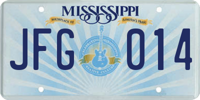 MS license plate JFG014