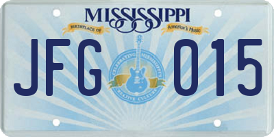 MS license plate JFG015