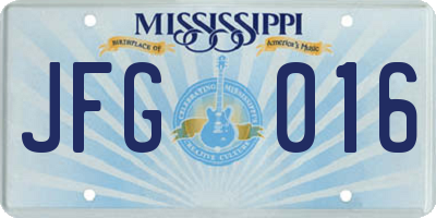MS license plate JFG016
