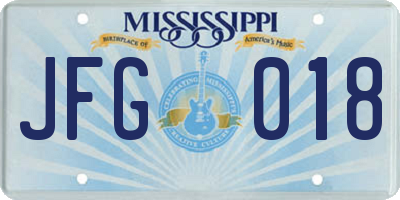 MS license plate JFG018