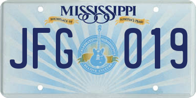 MS license plate JFG019