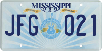 MS license plate JFG021
