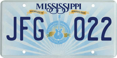 MS license plate JFG022