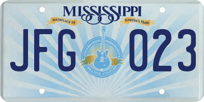 MS license plate JFG023