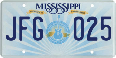 MS license plate JFG025