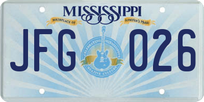 MS license plate JFG026