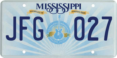MS license plate JFG027
