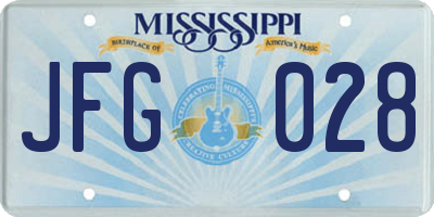MS license plate JFG028