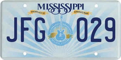 MS license plate JFG029