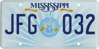 MS license plate JFG032