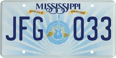 MS license plate JFG033