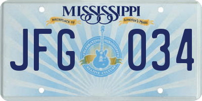 MS license plate JFG034