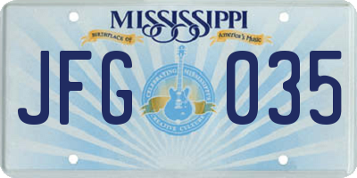 MS license plate JFG035