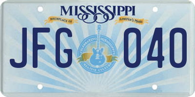 MS license plate JFG040