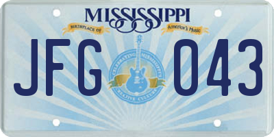 MS license plate JFG043