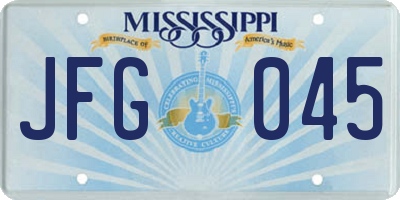 MS license plate JFG045