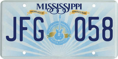 MS license plate JFG058