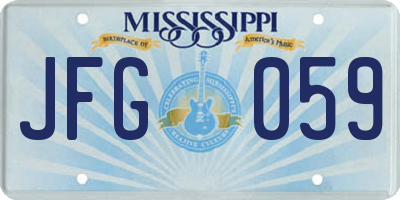 MS license plate JFG059
