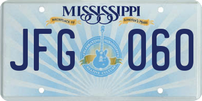MS license plate JFG060