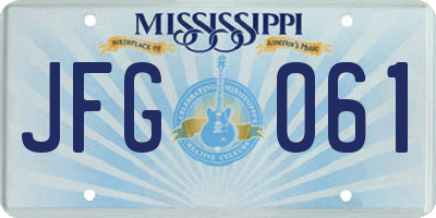 MS license plate JFG061