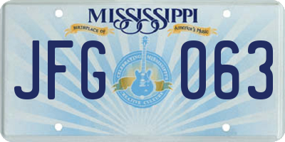 MS license plate JFG063