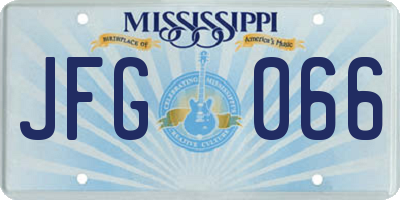 MS license plate JFG066