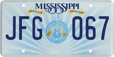 MS license plate JFG067