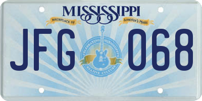 MS license plate JFG068