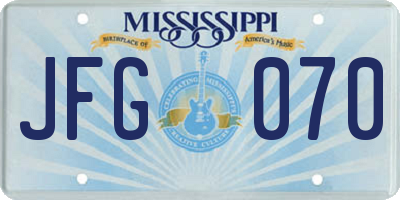 MS license plate JFG070