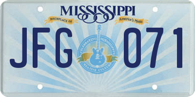 MS license plate JFG071