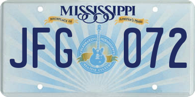 MS license plate JFG072