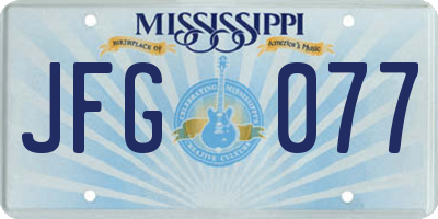 MS license plate JFG077
