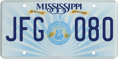 MS license plate JFG080