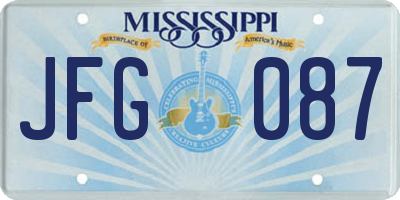MS license plate JFG087