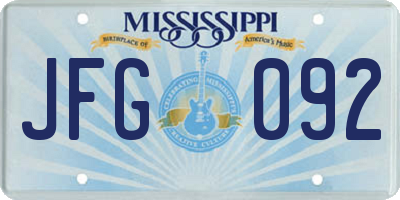 MS license plate JFG092