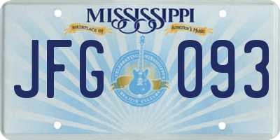 MS license plate JFG093