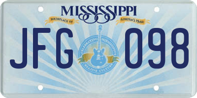 MS license plate JFG098