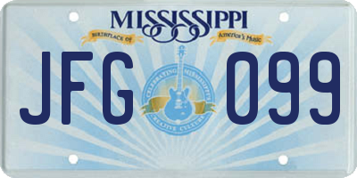 MS license plate JFG099