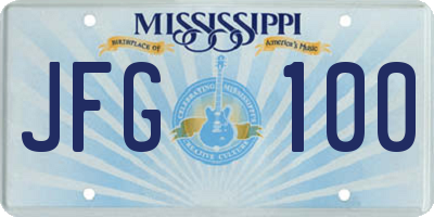 MS license plate JFG100