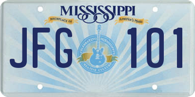 MS license plate JFG101