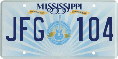MS license plate JFG104