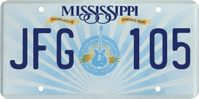 MS license plate JFG105