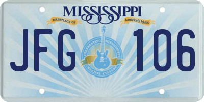 MS license plate JFG106