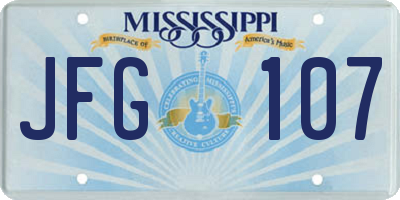 MS license plate JFG107