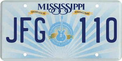 MS license plate JFG110