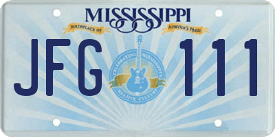 MS license plate JFG111