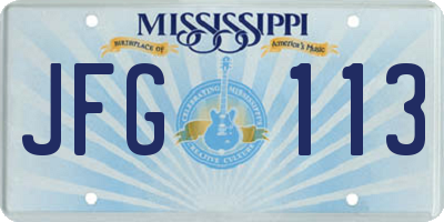 MS license plate JFG113